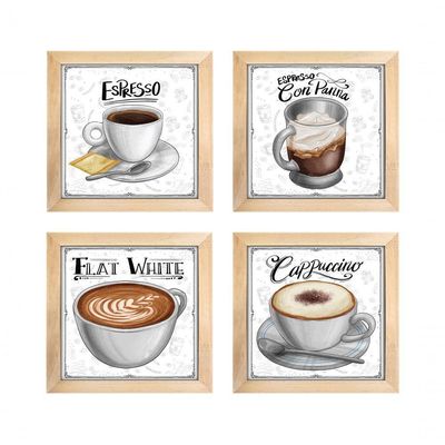 Quadro Café Expresso Padaria Cozinha 2 Titulos Moldura Mel