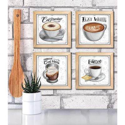 Quadro Café Expresso Padaria Cozinha 2 Titulos Moldura Mel