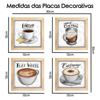 Quadro Café Expresso Padaria Cozinha 2 Titulos Moldura Mel