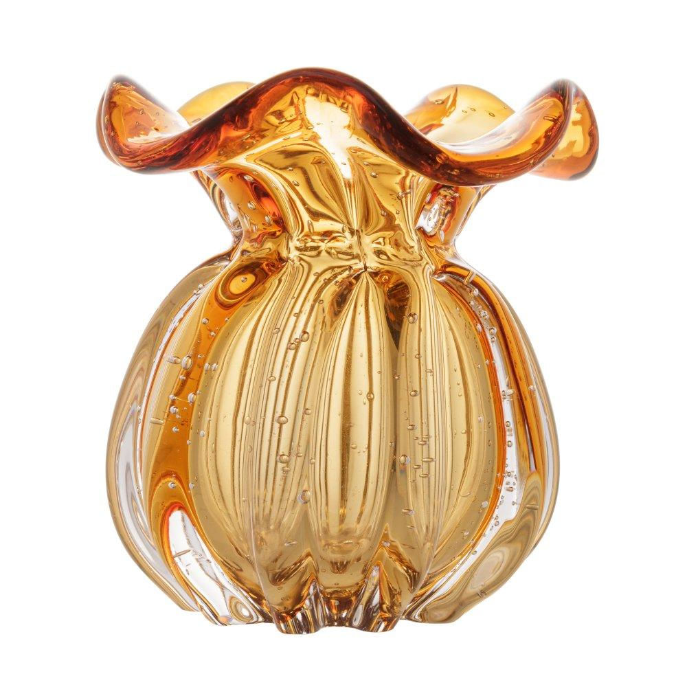 Vaso Wolff Italy de Vidro Âmbar 11,5cm x 13cm