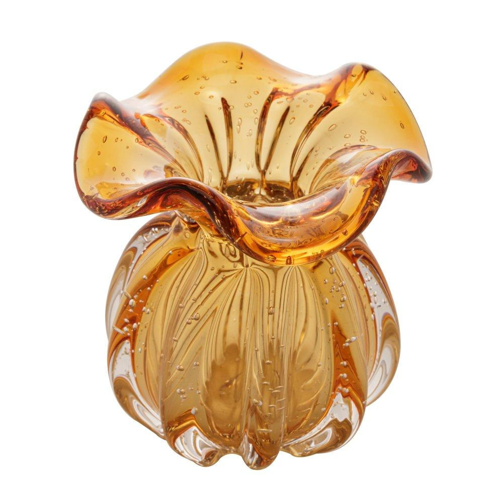 Vaso Wolff Italy de Vidro Âmbar 11,5cm x 13cm