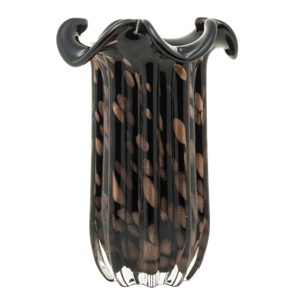 Vaso Wolff Italy de Vidro Preto e Rosé 19cm x 24cm