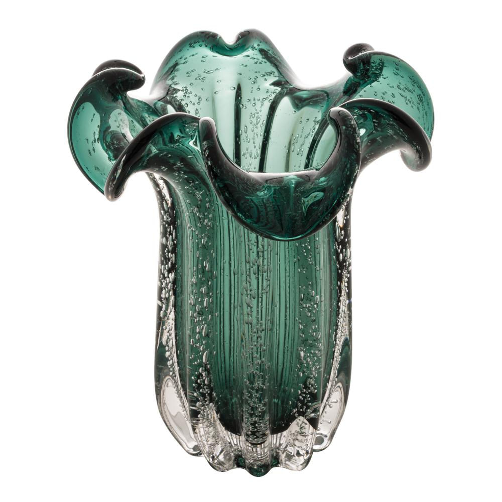 Vaso Wolff Italy de Vidro Verde Esmeralda 19cm x 24cm