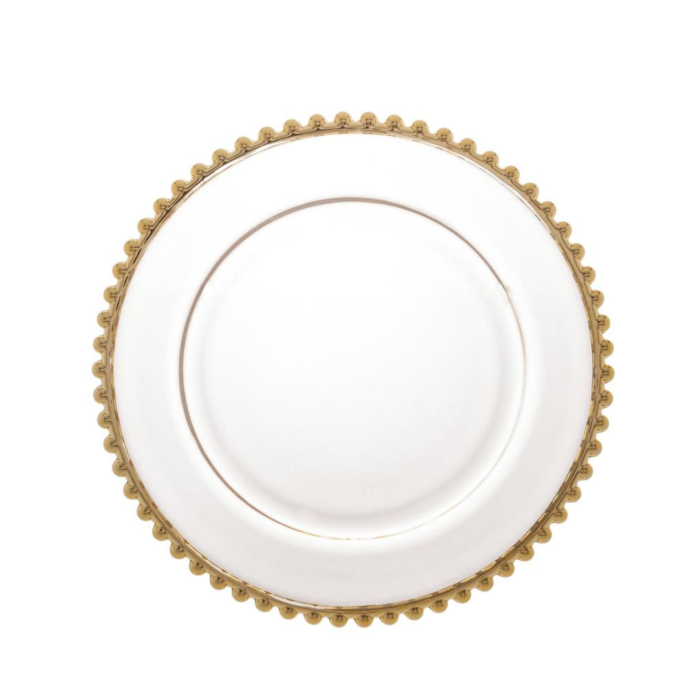 Prato Wolff Pearl de Cristal Dourado 28cm