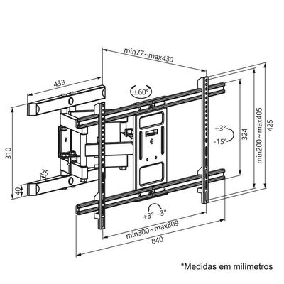 Suporte Tv Articulado Telas Gigantes 50 A 90 A02v8n Elg