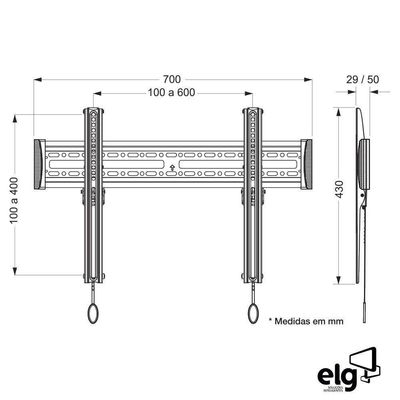 Suporte Para Tv De Parede Fixo Lcd Led Plasma De 32 A 75 E600 Elg