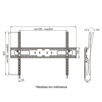 Suporte Tv Inclinável 55 A 100 A03v8xl Elg Telas Gigantes