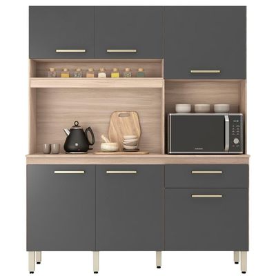Cozinha Compacta 6 Portas Alamo 91601 Avena Grafito Demobile Avena Grafito