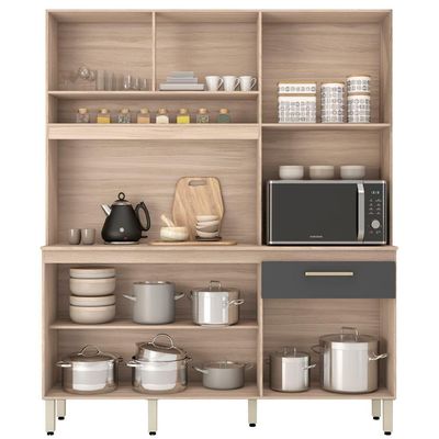 Cozinha Compacta 6 Portas Alamo 91601 Avena Grafito Demobile Avena Grafito