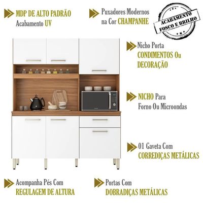 Cozinha Compacta 6 Portas Alamo 91601 Amendola Branco Demobile Amendola Branco