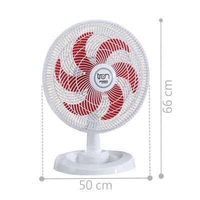Ventilador Médio Maggie Branco Oscilante 220V Pás Vermelha 220
