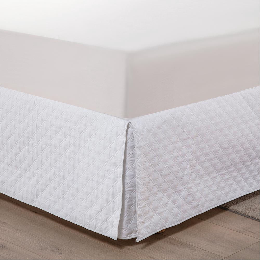 Saia Para Cama Box Queen Sultan Realce Premium Matelassê Ultrassonic Branca