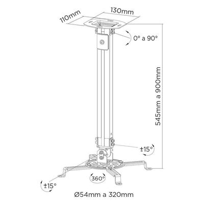 Suporte Projetor Com Ajuste De Altura Pro1100 Branco Elg