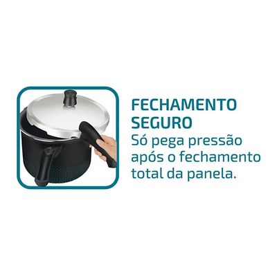 Panela de Pressão 4.5 Litros Rochedo Smart  Fechamento Externo Preta