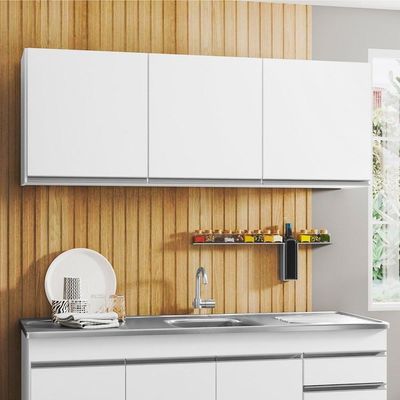 Armário Aéreo 150cm 3 Portas Argélia Branco - Lumil