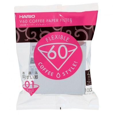 Filtro Branco para Hario V60 Tamanho 01 com 100 Unidades