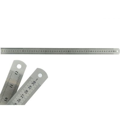 Kit 2 Réguas Escolar Metal Aço Inox 50cm