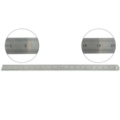 Kit 2 Réguas Escolar Metal Aço Inox 50cm