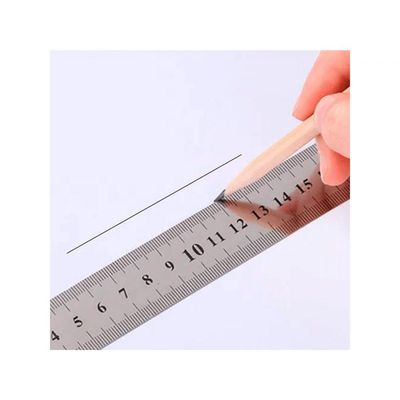 Kit 2 Réguas Escolar Metal Aço Inox 50cm