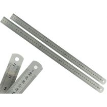 Kit 2 Réguas Escolar Metal Aço Inox 50cm