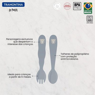 Jogo De Talheres 2 Pcs Le Petit Cinza Tramontina