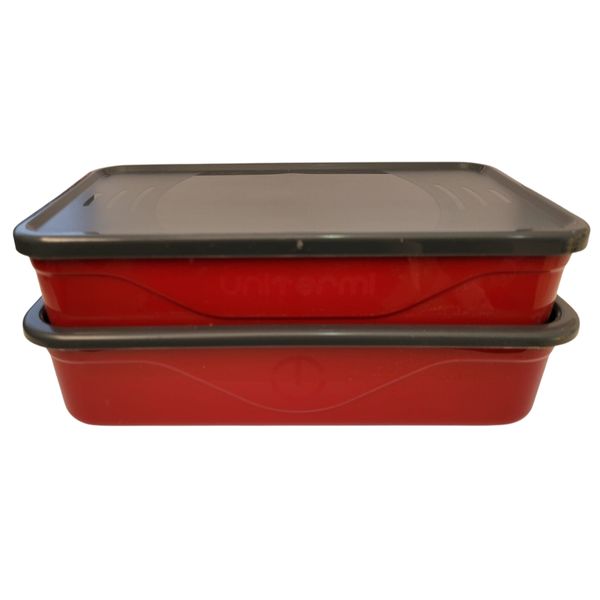 Marmita Fit Dupla 1,3L Vermelho com Talher - Unitermi