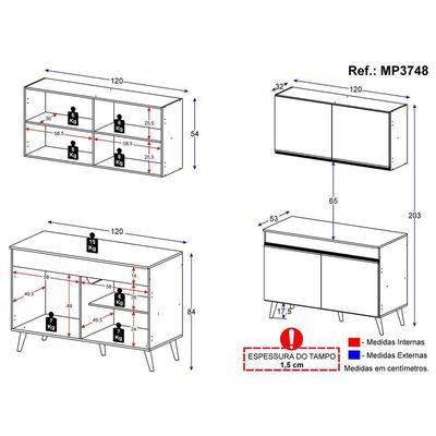 Cozinha Compacta 2 Peças Com Armário E Balcão Mp3748 Veneza Gb Multimóveis Preta