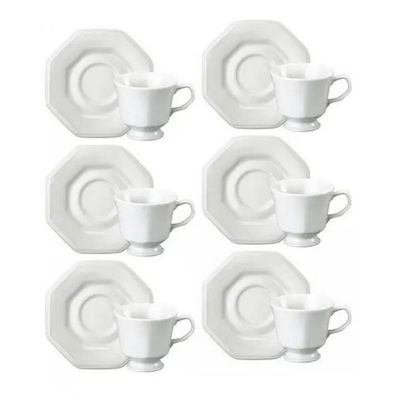 Conjunto de Xícara de Café com Pires 06 Peças Prisma Schmidt