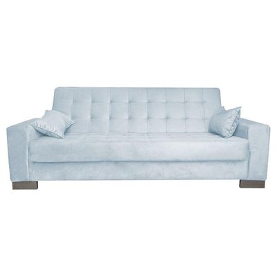 Sofá Cama 2 Lugares Para Sala de Estar Lisboa Suede Cinza