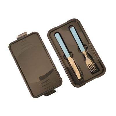 Marmita Fit Dupla 1,3L Azul com Talher - Unitermi