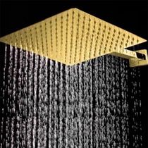 Ducha Chuveiro Slim Dourado Quadrado 20x20 Suporte Parede