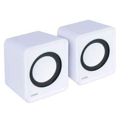 Caixa De Som 2.0 Usb 5v 2x 1w C/Controlador De Volume Branca