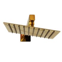 Ducha Chuveiro Dourado Inox 20x20 Slim Suporte Braço Quadrado Banheiro Piscina Area Externa
