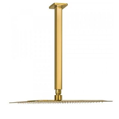 Ducha Chuveiro Teto Inox Dourado 20x20 Slim Quadrado Suporte Banho Piscina Banheiro Area Externa