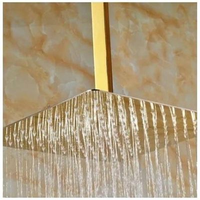 Ducha Chuveiro Teto Inox Dourado 20x20 Slim Quadrado Suporte Banho Piscina Banheiro Area Externa
