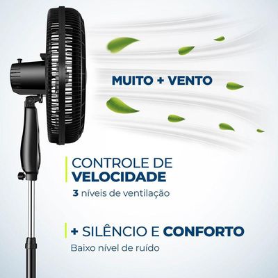 Ventilador De Coluna Turbo Mondial 40Cm Preto/Prata 127V 110