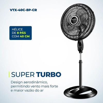 Ventilador De Coluna Turbo Mondial 40Cm Preto/Prata 127V 110