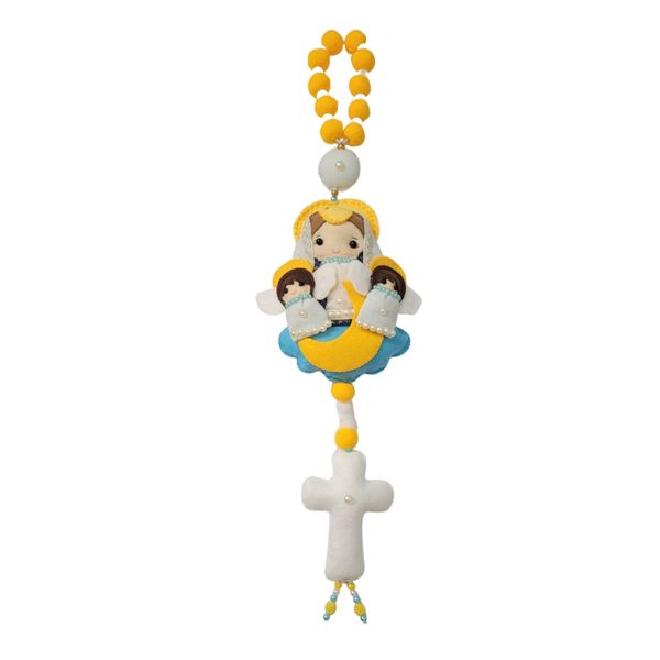 Nossa Senhora da Conceição com Terço Decorado - Artesanal