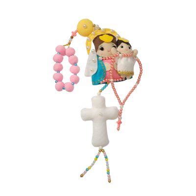 Nossa Senhora do Rosário com Terço Decorado - Artesanal