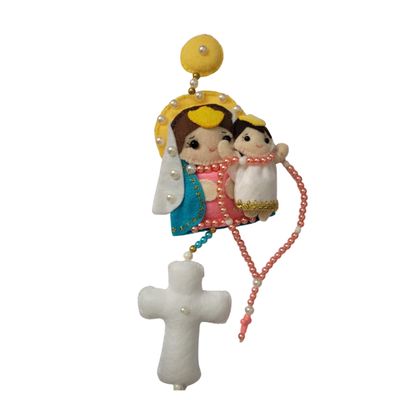 Nossa Senhora do Rosário com Terço Decorado - Artesanal