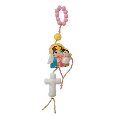 Nossa Senhora do Rosário com Terço Decorado - Artesanal
