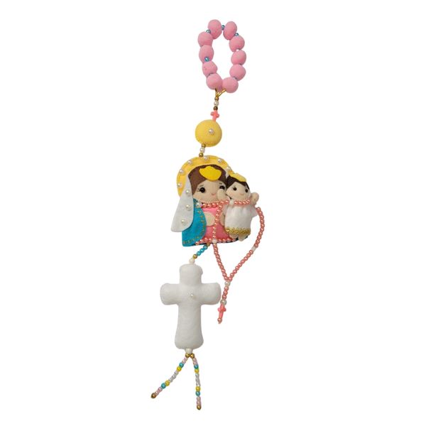 Nossa Senhora do Rosário com Terço Decorado - Artesanal