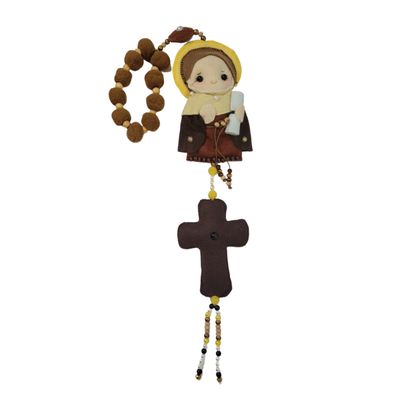 Frei Galvão com Terço Decorado - Artesanal