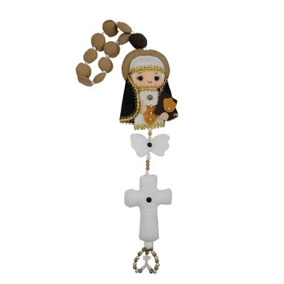 Santa Edwiges com Terço Decorado - Artesanal