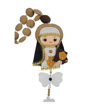 Santa Edwiges com Terço Decorado - Artesanal