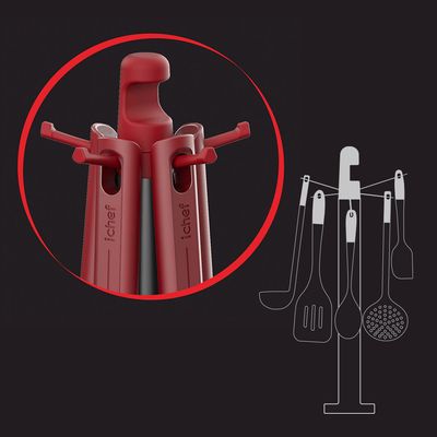 Suporte para Utensílios de Silicone Ichef Polishop - Red |Red Ichef