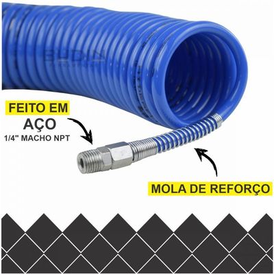 Mangueira Espiralada Pu 10 Mts com Kit Engate Rápido 5 Peças