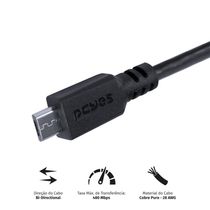 Cabo para Celular Smartphone Micro USB para USB a 2.0 50 CM Preto - PMUAP-05