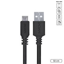 Cabo para Celular Smartphone Micro USB para USB a 2.0 50 CM Preto - PMUAP-05