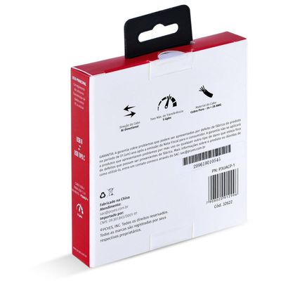 Cabo para Celular Smartphone USB Tipo C para USB a 3.0 1 Metro Preto - P3UACP-1